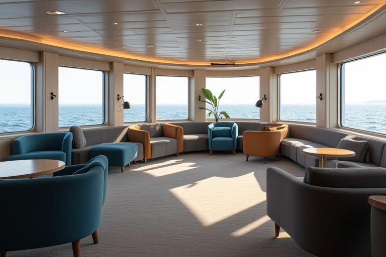 Bequeme Sitzbereiche in einer Passagierlounge auf der Fähre